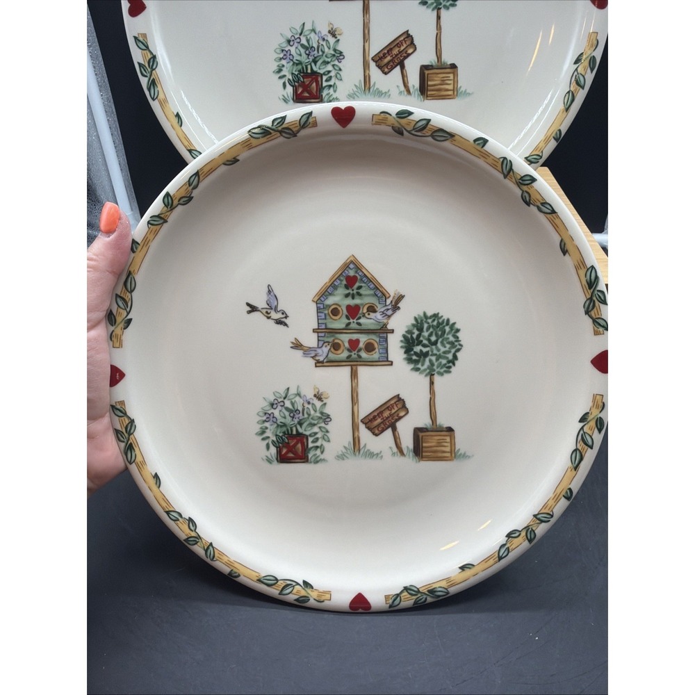 2 VTG Thomson/Casuals Pottery Birdhouse 10 1/4" Dinner Plates - Picture 7 of 7